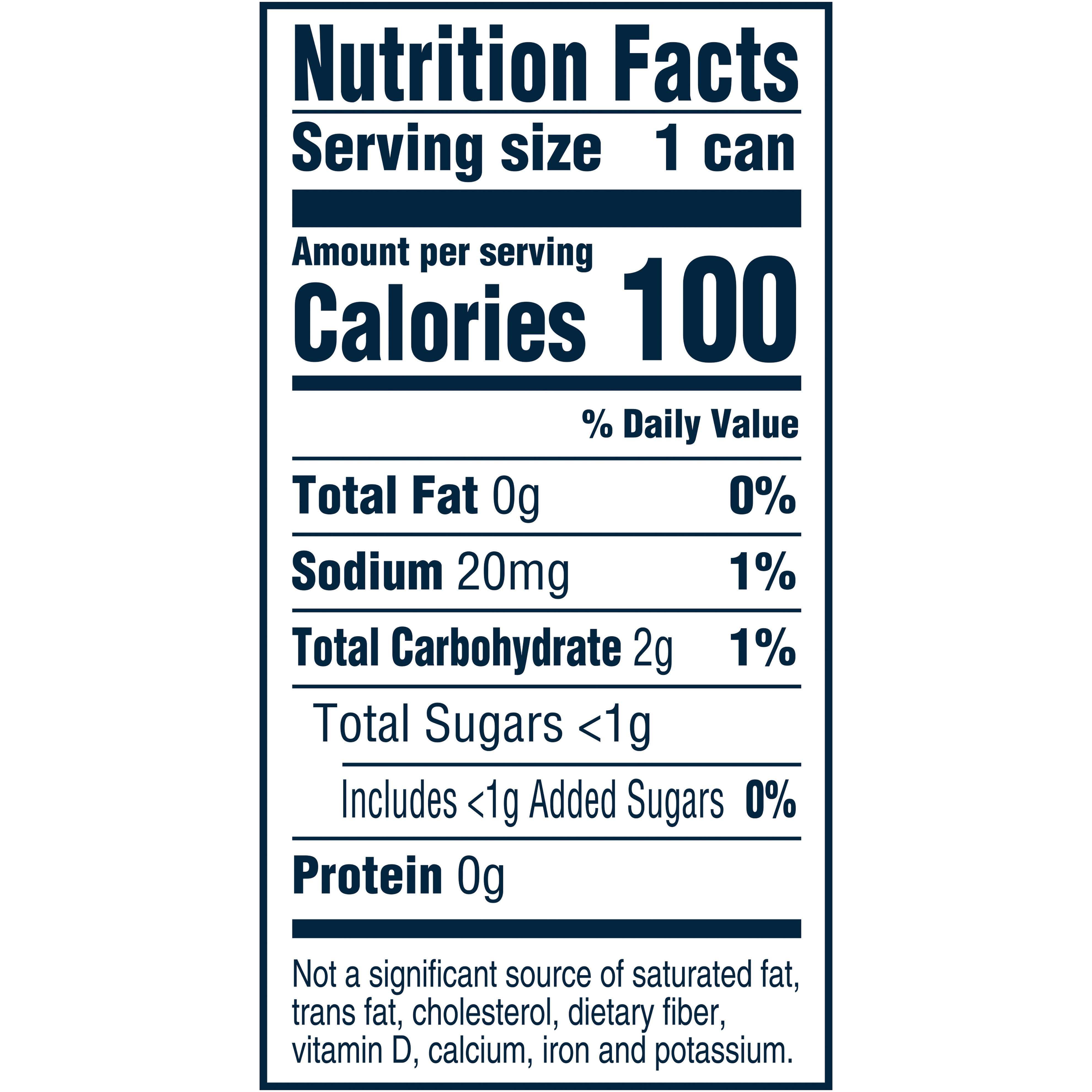 Nutrition Facts for Vizzy Hard Seltzer Raspberry Cream Pop 12oz Can