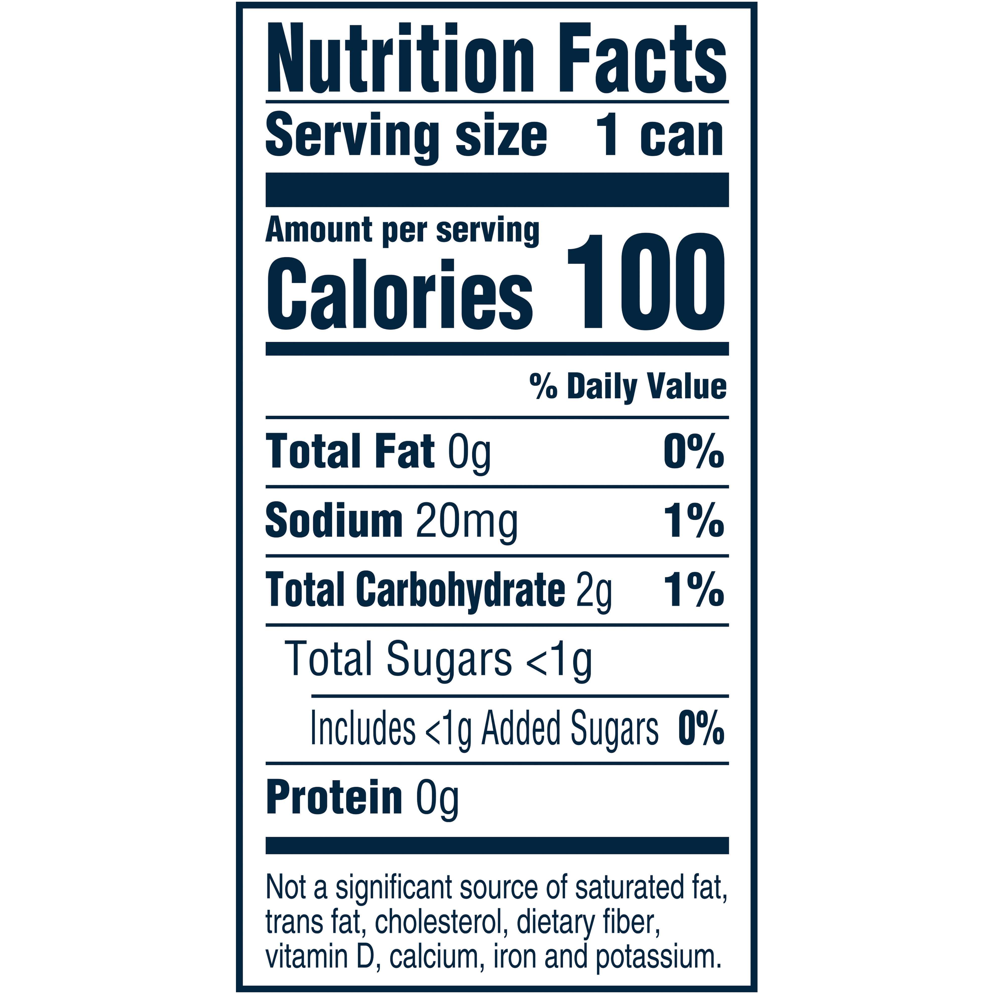 Nutrition Facts for Vizzy Hard Seltzer Strawberry Cream Pop 12oz Can